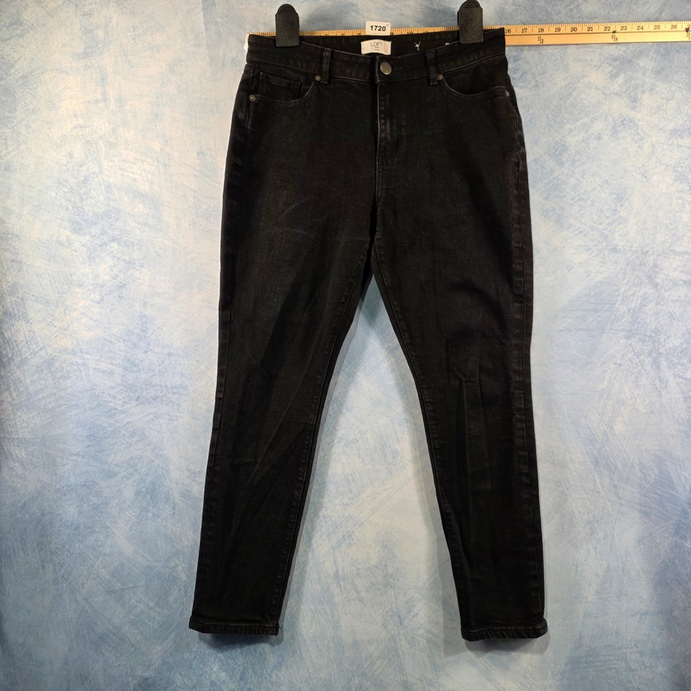 Loft Outlet Curvy Petite Skinny Jeans Black High Rise Denim Womens Size 10P